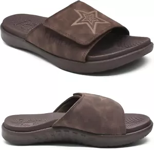 Mens Slides Soft Cushion Sport Sandals with Plantar Fasciitis Arch Support Adjus - Picture 1 of 12