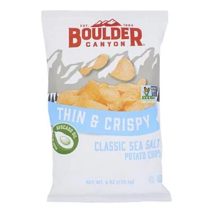 Boulder Canyon - Classic Sea Salt Potato Chips Avocado Oil - Case Of 12 - 6 Oz - Picture 1 of 3