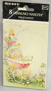 8 ANNUNCI NASCITA, PRE-STAMPATI, INVITI, 8 INVITATIONS, BUSTA+INVITO, MICART - Foto 1 di 1