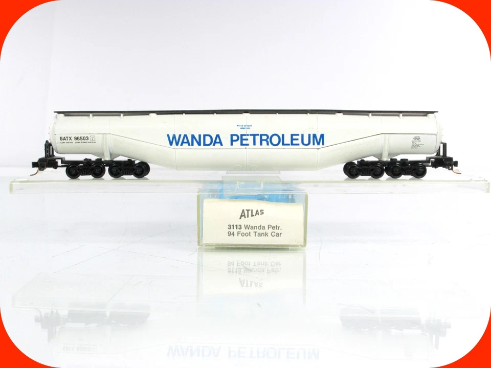 N Scale **WANDA PETROLEUM** 94' Jumbo Tanker, GATX 96503 - Atlas 3113, MTL Cplrs - Image 1 of 4
