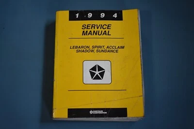 Dodge Shadow Spirit 1994 Chrysler Lebaron Plymouth Acclaim manual de taller de servicio Foto 1 de 4