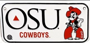 Oklahoma State University Bike Tag. On a 6”x 2.5” Embossed Aluminum Bike Plate. - Picture 1 of 2