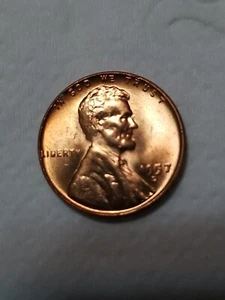1957-D 1C RD Lincoln Cent #28 Filled in B On Liberty Uncirculated - Picture 1 of 2