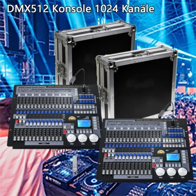 1024 Kanäle DMX512 Konsole +Flightcase Lichtmischpult Dimmer dj Disco Party Show - Bild 1 von 4