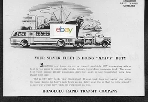 HONOLULU RAPID TRANSIT BUS COMPANY 1944 SILVER FLEET DOING DOUBLE DUTY AD - Bild 1 von 1