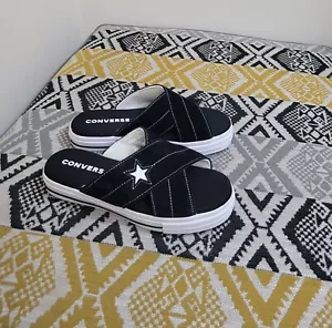 VGC Womens Converse One Star Platform Slides Sandals Size 5.5 EU 39 Black White - Picture 1 of 14