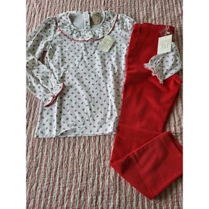 The Beaufort Bonnet Company Ramona Ruffle Collar Shirt & Pep Club Cord Pants 10C - Picture 1 of 5