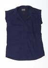 For Cynthia Womens Blue Cotton Basic Button-Up Size L Collared