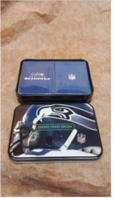Seattle Seahawks Season Ticket Holder 2 Deck Playing Cards & Metal Tin - Image 1 of 2