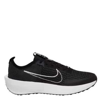 NIKE Mens Black & White Interact Run Road Running Shoes Trainers UK 11 NEW - Image 1 of 4