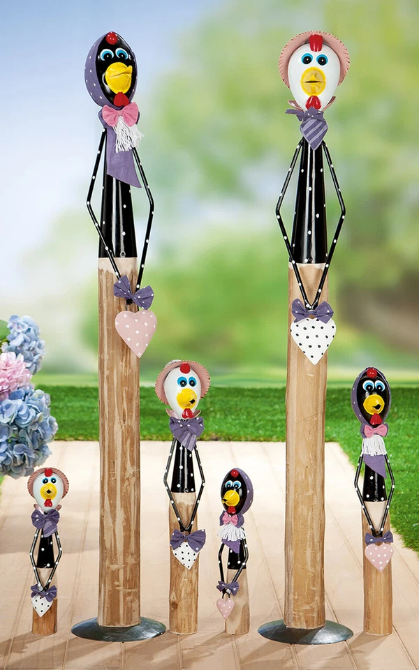 Holz/Metall Huhn Hildegard 30 cm (G41942) Gartenfigur Gartendeko Holz Metall - Bild 1 von 1