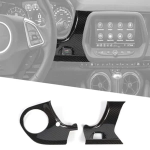 2x Center Console Dashboard Cover Trim Decor For Chevy Camaro 2016+ Carbon Fiber - Picture 1 of 15