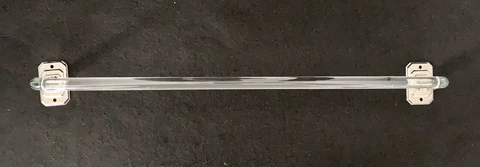 Vintage Art Deco Bent Glass 18” Towel Rack With Chrome Brackets EUC Cover
