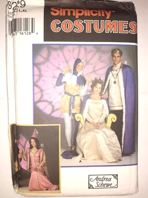 King Jester Queen Medieval Robe L XL Simplicity 9229 Sewing Pattern Costume - Image 1 of 4