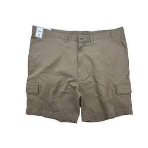 ROWM Shorts Mens 48 Big Man Stretch Fabric Cargo Flat Front Khaki YKK Zip - Picture 1 of 13
