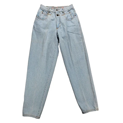 Jeans feminino vintage ZENA cintura alta lavagem leve perna cônica tamanho 11 azul hip hop - Imagem 1 de 4