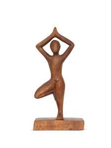 8" Holz Handarbeit Mini Yoga Figur Statue Skulptur Yogi Dekor - Baum Pose - Bild 1 von 6