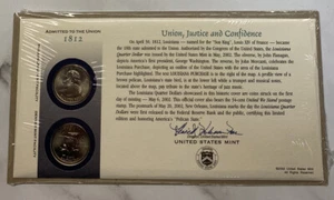 2002 P & D Louisiana US Mint Quarter Set “Union, Justice and Confidence” Sealed  - Picture 1 of 2