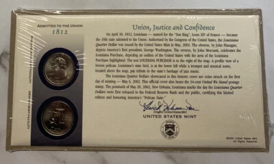 2002 P & D Louisiana US Mint Quarter Set “Union, Justice and Confidence” Sealed  - Image 1 of 2