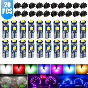 T5 74 W3W 37 3-SMD LED Instrument Panel Dash Dashboard Gauge Light Bulb + Socket - Picture 1 of 27