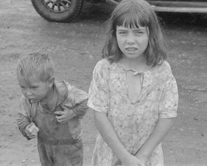 Brother & Sister Depression Era 1938 Vintage 8x10 Reprint Of Old Photo - Picture 1 of 1