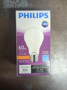 Phillips 461263 9.5 Watt E26 A19 827 Frosted Daylight LED Dimmable Light Bulb  - Picture 1 of 7