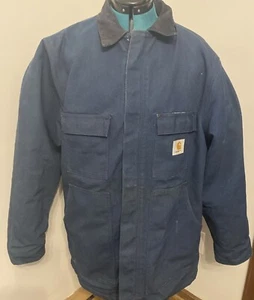 De Colección Azul Grande Carhartt Detroit Chaqueta Tareas Abrigo Manta Forrada - Imagen 1 de 14