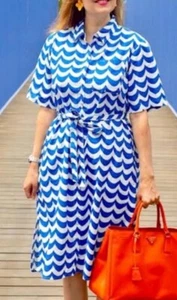 Marimmeko Uniqlo Short Sleeve Shirt Dress with Belt Blue Wave Size Small - Picture 1 of 12