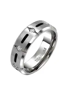 Men Women Couples Solid Titanium Cz Wedding Band Engagement Ring - Picture 1 of 8