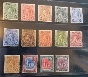 ST. VINCENT 1921 KG V 1/2d to £1 SG 131 - 141 Sc 118 - 131 wmk MSCA set 14 MLH - Picture 1 of 2