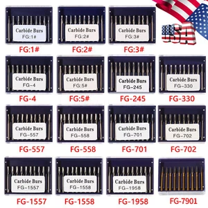 1/5/10 Dental (Surgical) FG Tungsten Carbide Burs Round For High Speed Handpiece - Picture 1 of 233