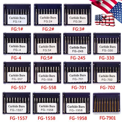 Caja 1/5/10 Dental FG Fresas de Carburo de Tungsteno Tipo Redondo para Pieza de Mano de Alta Velocidad Foto 1 de 4