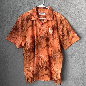 Tommy Bahama Shirt Mens Medium Orange Bahama Coast Luminescent Fronds Camp Coast - Picture 1 of 13