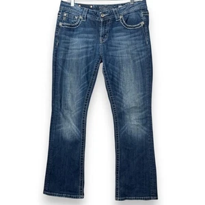 Miss Me Wide Leg Bootcut Womens Jeans Sz 30 Rhinestone Embellished Western Style - Picture 1 of 14