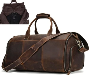 newsbirds leather garment bag for men convertible carry on duffel brown 2201 - Picture 1 of 8
