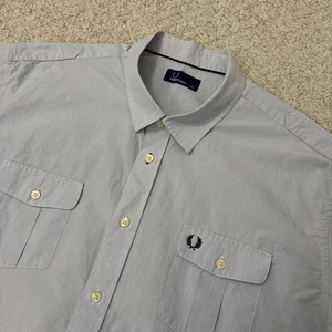 Fred Perry Camicia Manica Corta Doppia Tasche Blu Avventura Uomo Taglia 2XL XXL - Foto 1 di 16