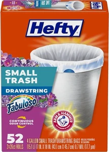 Hefty Small Trash Bags, Fabuloso Scent, 4 Gallon, 52 Count - Picture 1 of 6
