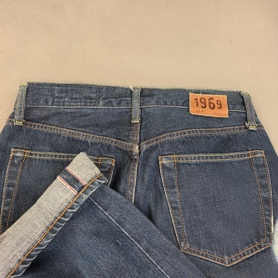 GAP 1969 Jeans Mens 29x30 Blue Selvedge Denim Made in Italy Straight Tag 29x32 - Image 1 of 4