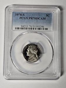 1978-S Jefferson Nickel PR70 DCAM PCGS Blue Label - Picture 1 of 2