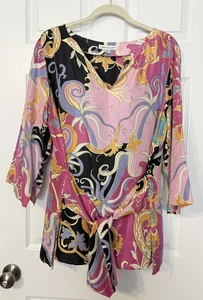 Coldwater Creek Bluse Gr. XL bunt geblümt Paisley 100% Seide Freizeit Karriere - Bild 1 von 11