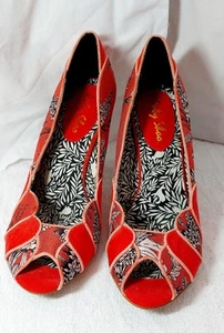 Ruby Shoo - Orange scalloped peep toe stiletto shoes - Size 7 / 40 - Picture 1 of 4