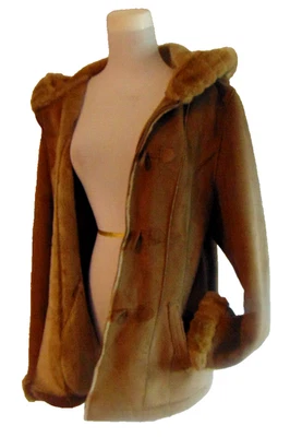 CHAQUETA CON CAPUCHA ESPRIT MUJER IMITACIÓN GAMUZA PARKA FORRO SINTÉTICO ANORAK TOGGLES~L/XL Foto 1 de 4