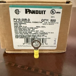 Panduit PV10-38R-D 12/10 3/8" RING VINYL TERMINAL STECKER Menge: 500 STCK. - Bild 1 von 3