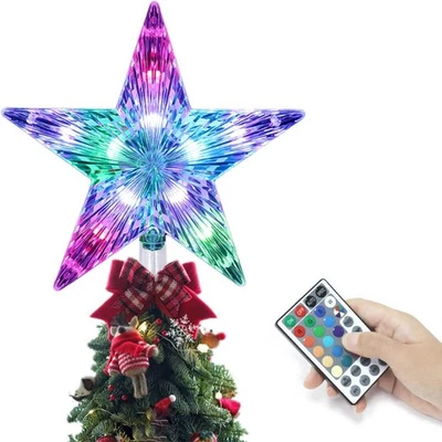 Christmas Tree Topper Star 16 Colors Light Christmas Tree Decor for Christmas