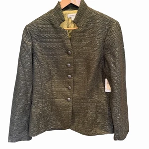 Coldwater Creek Blazer Damen 12 Grün Tweed Arbeit Büro Freizeit Jacke Schößchen - Bild 1 von 15