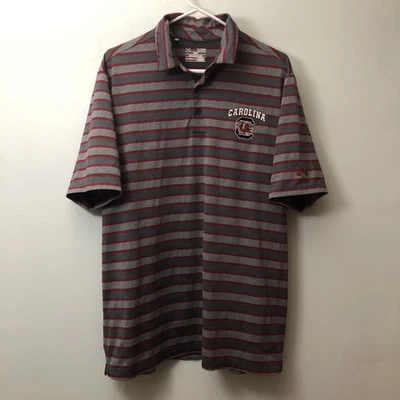 South Carolina Gamecocks Polo Shirt Size XL Under Armour HeatGear Stripe - Image 1 of 4