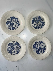 Homer Laughlin Wild Rose Bread Salad Dessert Plate 6.5"D Blue & White Floral (4) - Picture 1 of 15