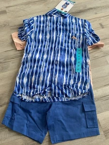 Tommy Bahama Kids' 3-piece Set Shirt/Teashirt/Shorts Size 4T - Blue New w/Tags - Picture 1 of 8