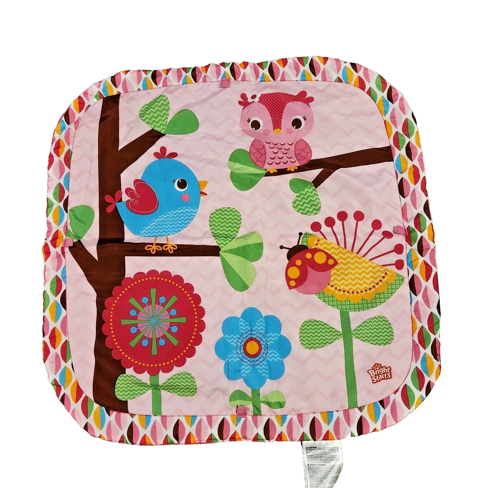 Bright Starts Charming Chirridos Rosa Pájaro Búho Actividad Gimnasio Abdomen Tiempo Mat 29 Pulgadas Foto 1 de 4