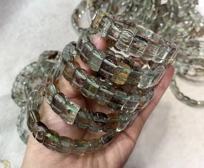 Brazalete Brazalete Cuentas Rectangulares Cuarzo Fantasma Natural Foto 1 de 3